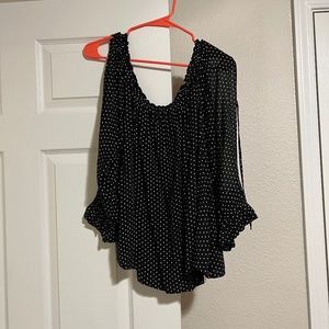 American Eagle Off-The-Shoulder Polka Dot Blouse Size XL